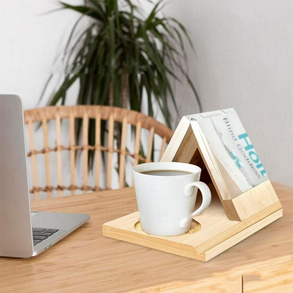 Wooden Solid Oak 2-n-1 NIB Triangle Mini Bookshelf/Coaster 9.25" (L) X 5.5" (W) - Picture 3 of 6